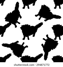 Black and white abstract background with cats. Seamless.