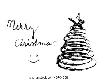 Black and white abstract background with christmas tree
