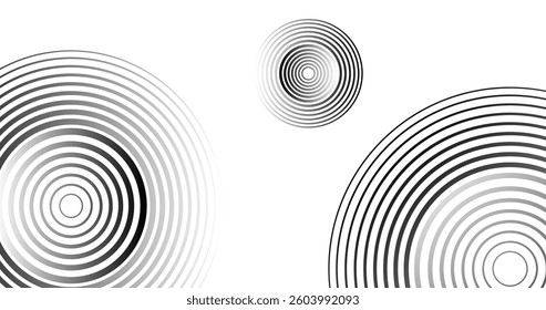 Black and White Abstract Background with Concentric Circles Vector illustration