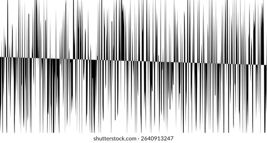 Black white abstract background, curved horizontal stripes, seamless pattern. Optical art, dynamic texture. Vector wallpaper