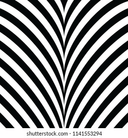 Black and white abstract background with curves symmetrical stripes.