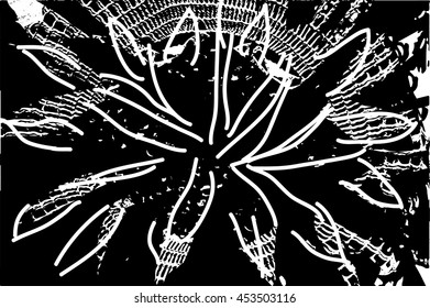 Black and white abstract background with dark crochet pattern 