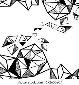 Black and white abstract background with different geometric elements