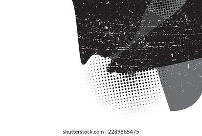 Fondo abstracto en blanco y negro. Textura superpuesta angustiada. fondo grueso. ilustración abstracta de vector de medio tono