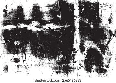 Black and white abstract background. Distressed overlay texture design. Vector illustration.