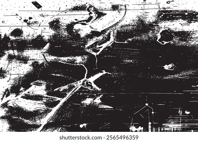 Black and white abstract background. Distressed overlay texture design. Vector illustration.