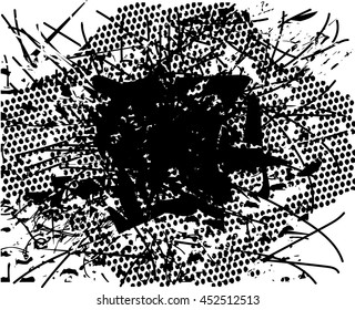 Black and white abstract background with dots, net  and lines