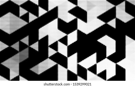 Black and white abstract background with dotted pattern. 
Halftone effect - vector