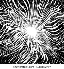 black and white abstract background, fantasy star explosion, vector illustration