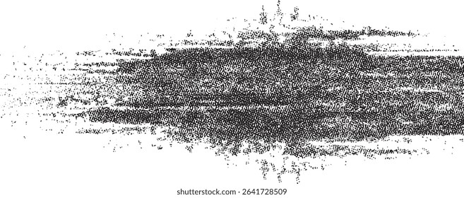 Black and white abstract background featuring a stippled texture with a central dense area fading to lighter edges creating a brush stroke effect. The granular pattern has a slightly distressed look.