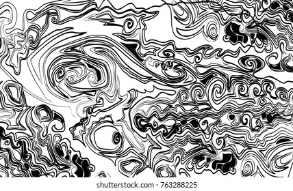 Black and white abstract background in the form of atmosphere storms. Texture of gas and water