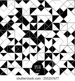 Black white abstract background. Geometric shapes seamless pattern.