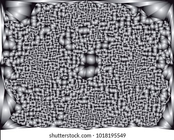 Black and white abstract background with gradient circles, bubbles. Beautiful background with particles. Vector clip art.