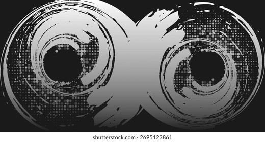 Fondo abstracto en blanco y negro con estilo de punto de semitono. diseño de pincel moderno de arte simple colores de moda abstractos sucios. ilustraciones oscuras de Anuncio