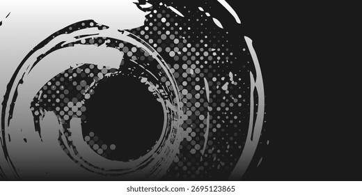 Fondo abstracto en blanco y negro con estilo de punto de medio tono. diseño de pincel moderno de arte simple colores de moda abstractos sucios. Anuncio ilustraciones oscuras Vector
