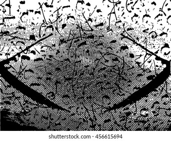 Black and white abstract background with light net and dots and symmetrical structure
