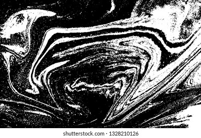 Black and white abstract background. Liquid marble pattern. Monochrome texture. Vector illustration.