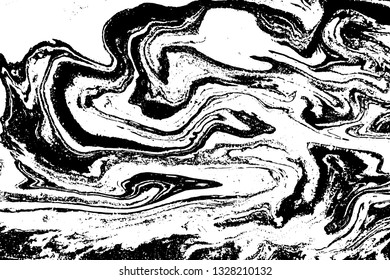 Black and white abstract background. Liquid marble pattern. Monochrome texture. Vector illustration.