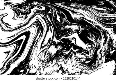 Black and white abstract background. Liquid marble pattern. Monochrome texture. Vector illustration.