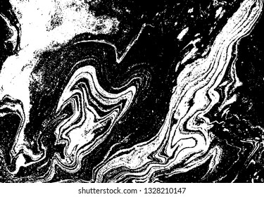 Black and white abstract background. Liquid marble pattern. Monochrome texture. Vector illustration.