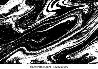 Black and white abstract background. Liquid marble pattern. Monochrome texture. Vector illustration.