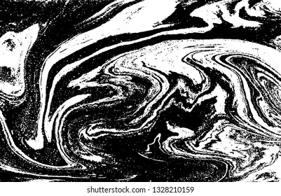 Black and white abstract background. Liquid marble pattern. Monochrome texture. Vector illustration.