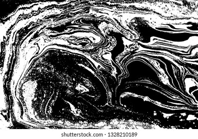 Black and white abstract background. Liquid marble pattern. Monochrome texture. Vector illustration.