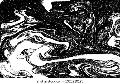 Black and white abstract background. Liquid marble pattern. Monochrome texture. Vector illustration.