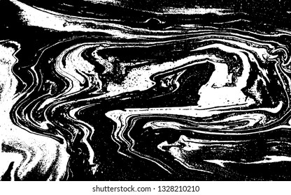 Black and white abstract background. Liquid marble pattern. Monochrome texture. Vector illustration.