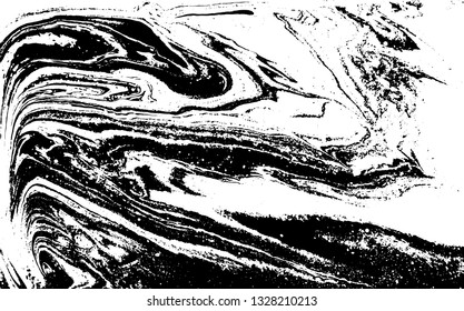 Black and white abstract background. Liquid marble pattern. Monochrome texture. Vector illustration.