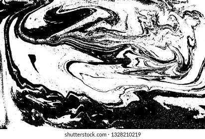 Black and white abstract background. Liquid marble pattern. Monochrome texture. Vector illustration.