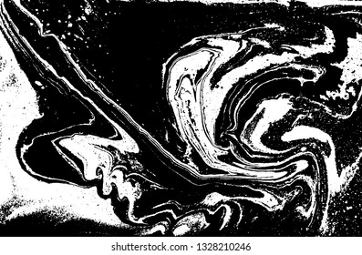 Black and white abstract background. Liquid marble pattern. Monochrome texture. Vector illustration.