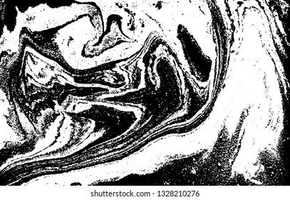 Black and white abstract background. Liquid marble pattern. Monochrome texture. Vector illustration.