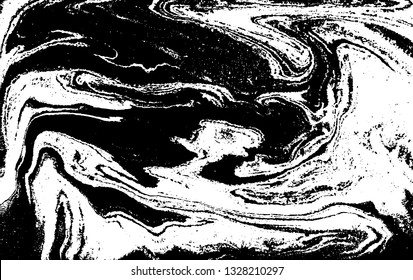 Black and white abstract background. Liquid marble pattern. Monochrome texture. Vector illustration.