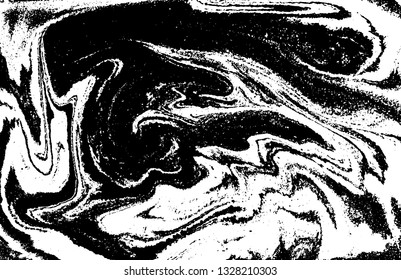 Black and white abstract background. Liquid marble pattern. Monochrome texture. Vector illustration.