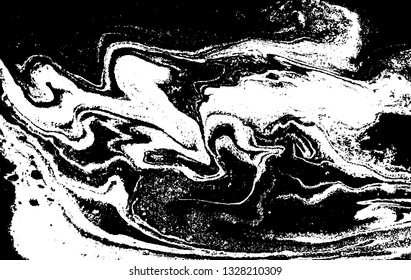Black and white abstract background. Liquid marble pattern. Monochrome texture. Vector illustration.