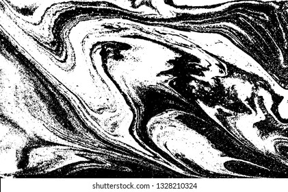 Black and white abstract background. Liquid marble pattern. Monochrome texture. Vector illustration.