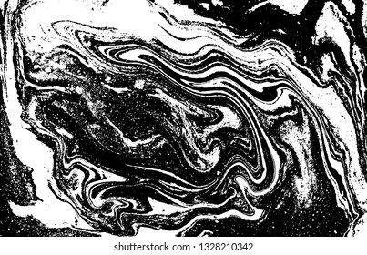 Black and white abstract background. Liquid marble pattern. Monochrome texture. Vector illustration.