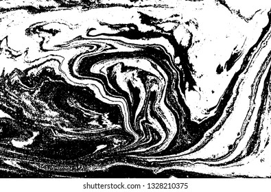 Black and white abstract background. Liquid marble pattern. Monochrome texture. Vector illustration.