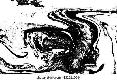 Black and white abstract background. Liquid marble pattern. Monochrome texture. Vector illustration.