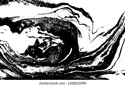 Black and white abstract background. Liquid marble pattern. Monochrome texture. Vector illustration.