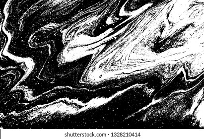 Black and white abstract background. Liquid marble pattern. Monochrome texture. Vector illustration.