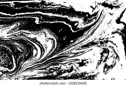 Black and white abstract background. Liquid marble pattern. Monochrome texture. Vector illustration.
