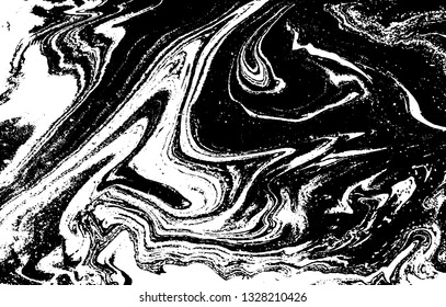 Black and white abstract background. Liquid marble pattern. Monochrome texture. Vector illustration.