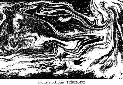 Black and white abstract background. Liquid marble pattern. Monochrome texture. Vector illustration.