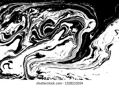 Black and white abstract background. Liquid marble pattern. Monochrome texture. Vector illustration.