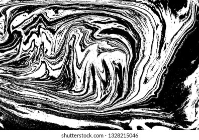 Black and white abstract background. Liquid marble pattern. Monochrome texture. Vector illustration.