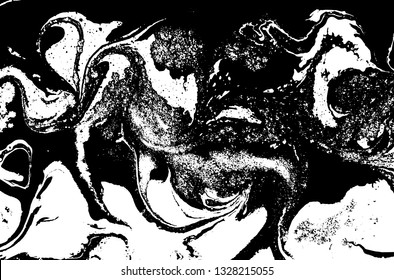 Black and white abstract background. Liquid marble pattern. Monochrome texture. Vector illustration.