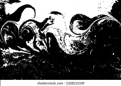 Black and white abstract background. Liquid marble pattern. Monochrome texture. Vector illustration.