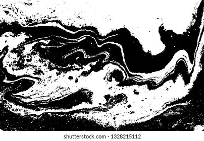 Black and white abstract background. Liquid marble pattern. Monochrome texture. Vector illustration.